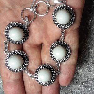 🍒Nwt! Genuine 39.25 tcw White Jade .925 ornate